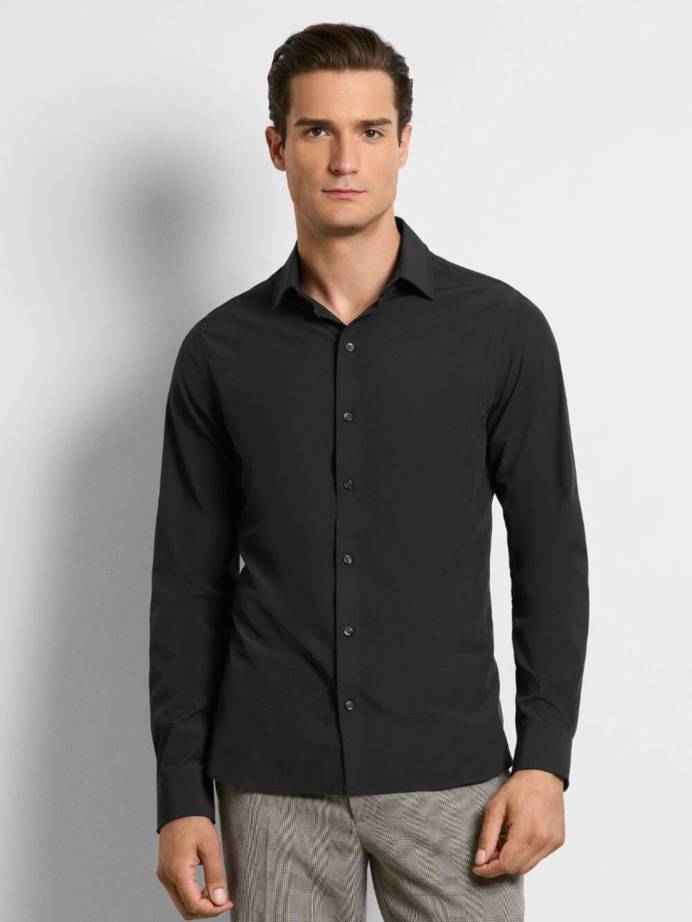 Van Heusen Slim Fit Button Up Black Long Sleeve Dress Shirt
